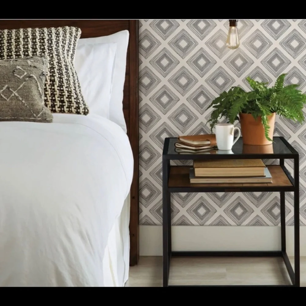 Magnolia Home Diamond Sketch Wallpaper Black White